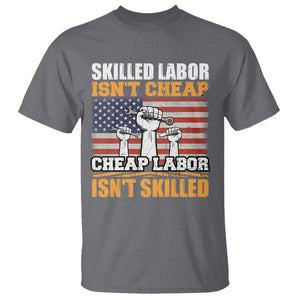 Skilled Labor Patriotic USA Flag T Shirt Blue Collar Trade Union Hand Tools Pride Graphic TS02 Charcoal Print Your Wear