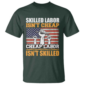 Skilled Labor Patriotic USA Flag T Shirt Blue Collar Trade Union Hand Tools Pride Graphic TS02 Dark Forest Green Print Your Wear