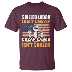 Skilled Labor Patriotic USA Flag T Shirt Blue Collar Trade Union Hand Tools Pride Graphic TS02 Maroon Print Your Wear