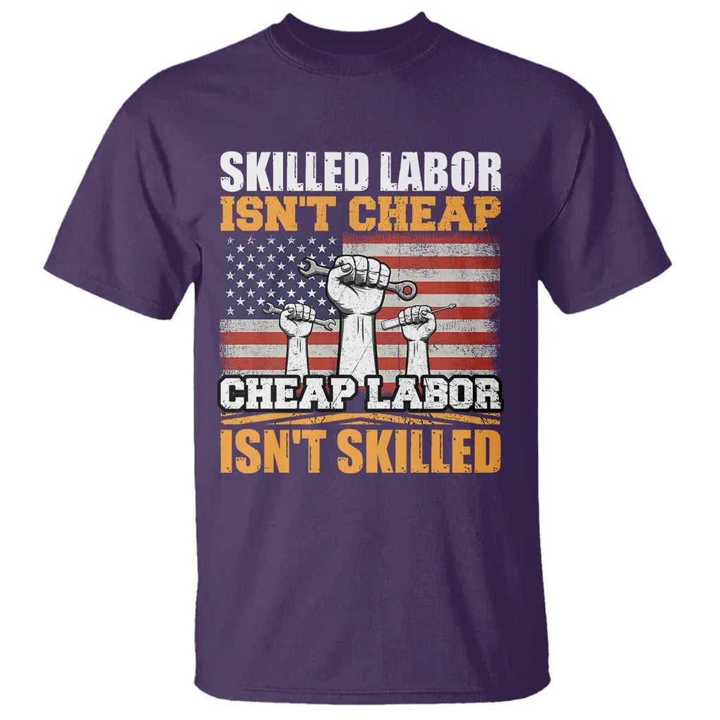 Skilled Labor Patriotic USA Flag T Shirt Blue Collar Trade Union Hand Tools Pride Graphic TS02 Purple Print Your Wear