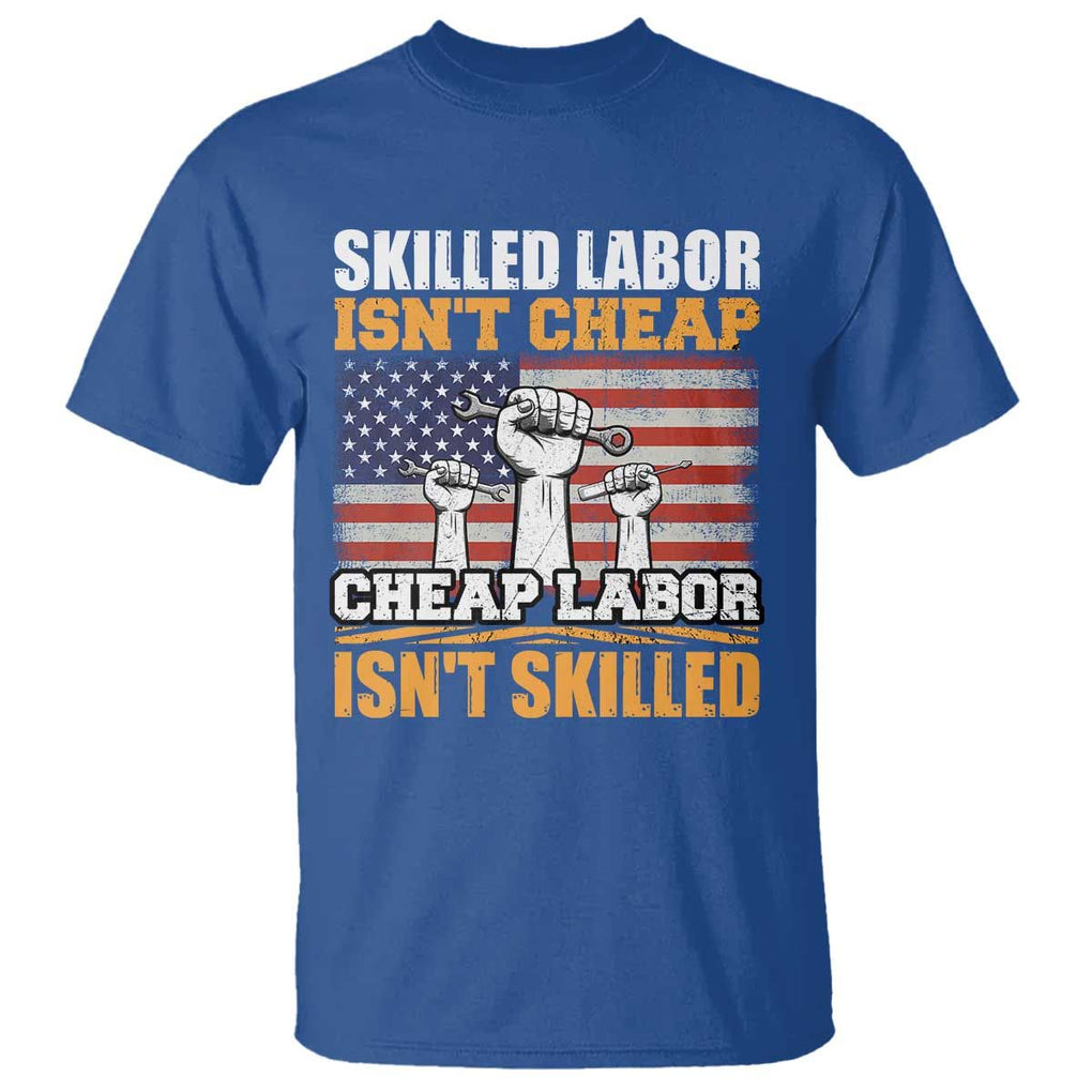 Skilled Labor Patriotic USA Flag T Shirt Blue Collar Trade Union Hand Tools Pride Graphic TS02 Royal Blue Print Your Wear