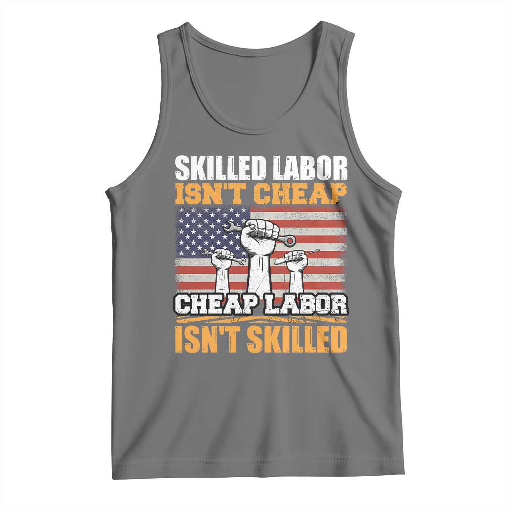 Skilled Labor Patriotic USA Flag Tank Top Blue Collar Trade Union Hand Tools Pride Graphic TS02 Black Heather Print Your Wear