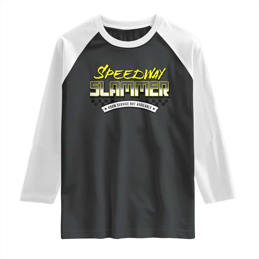 Speedway Slammer Indiana 2025 Raglan Shirt TS02 Black White Print Your Wear