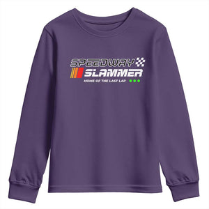 Speedway Slammer Racing 2025 Youth Sweatshirt Home of The Last Lap TS02 Purple Print Your Wear