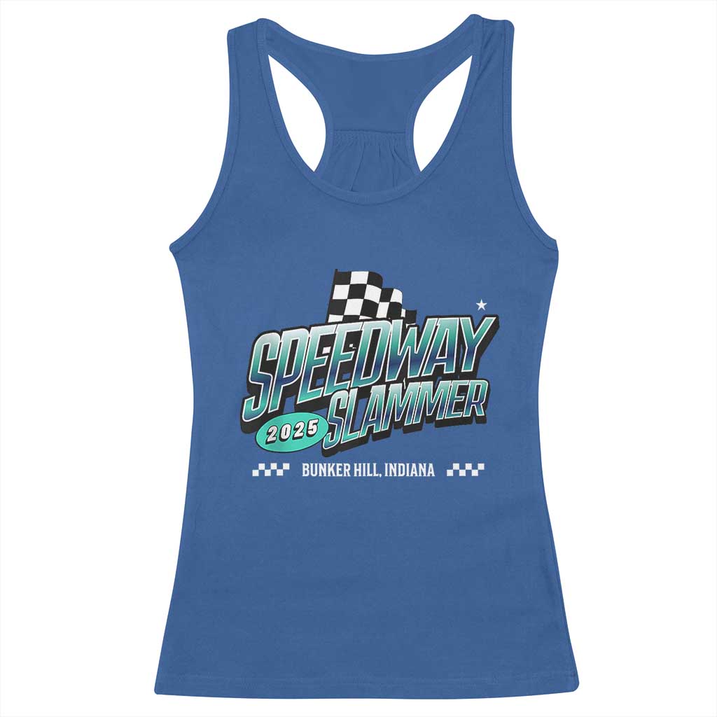 Speedway Slammer 2025 Racerback Tank Top Bunker Hill Indiana TS02 Royal Blue Print Your Wear