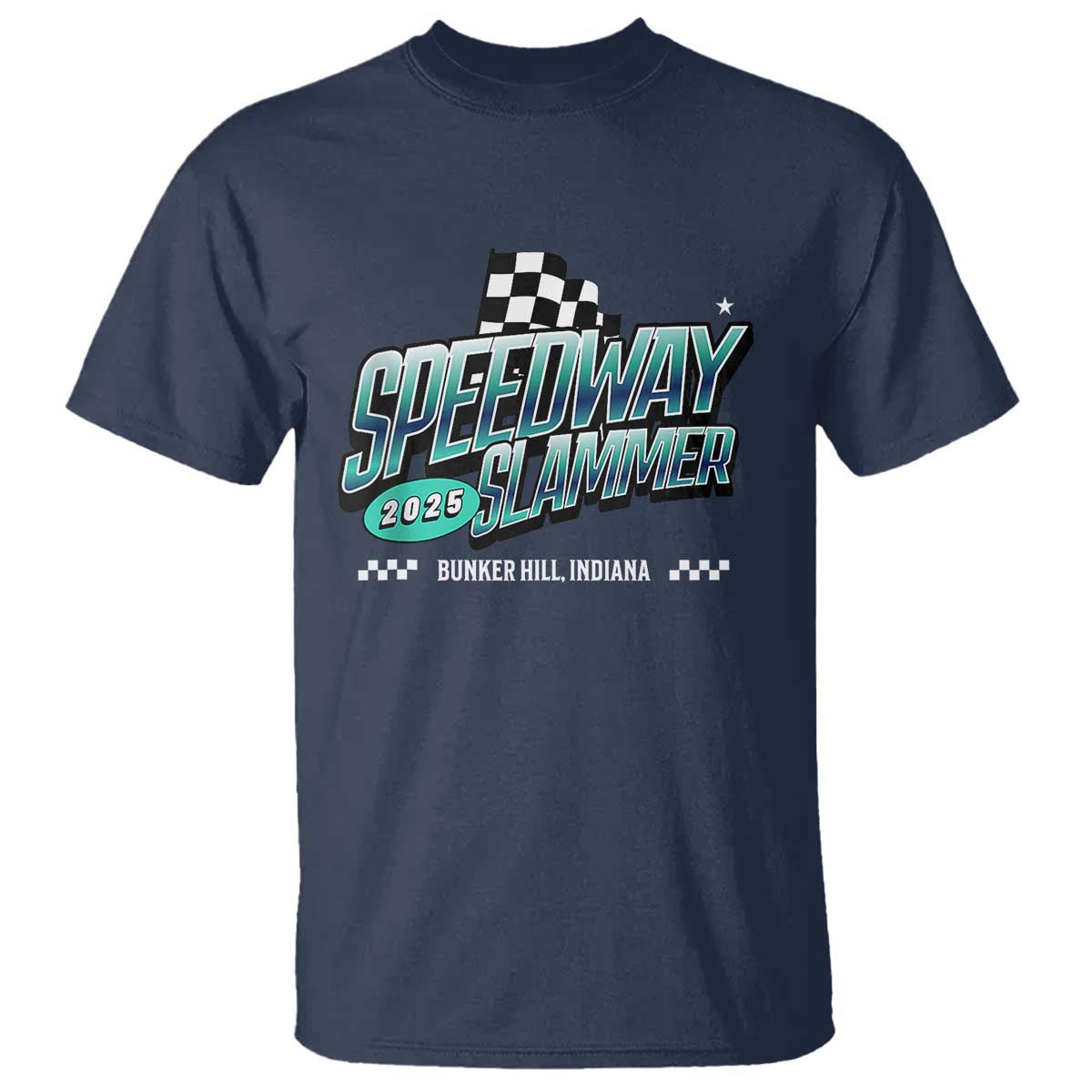 Speedway Slammer 2025 T Shirt Bunker Hill Indiana TS02 Navy Print Your Wear