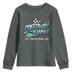 Speedway Slammer 2025 Youth Sweatshirt Bunker Hill Indiana TS02 Dark Heather Print Your Wear