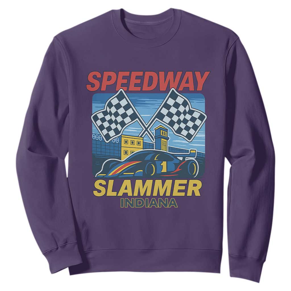 Speedway Slammer 2025 Sweatshirt Indiana Alcatraz Vintage Racing Graphic TS02 Purple Print Your Wear