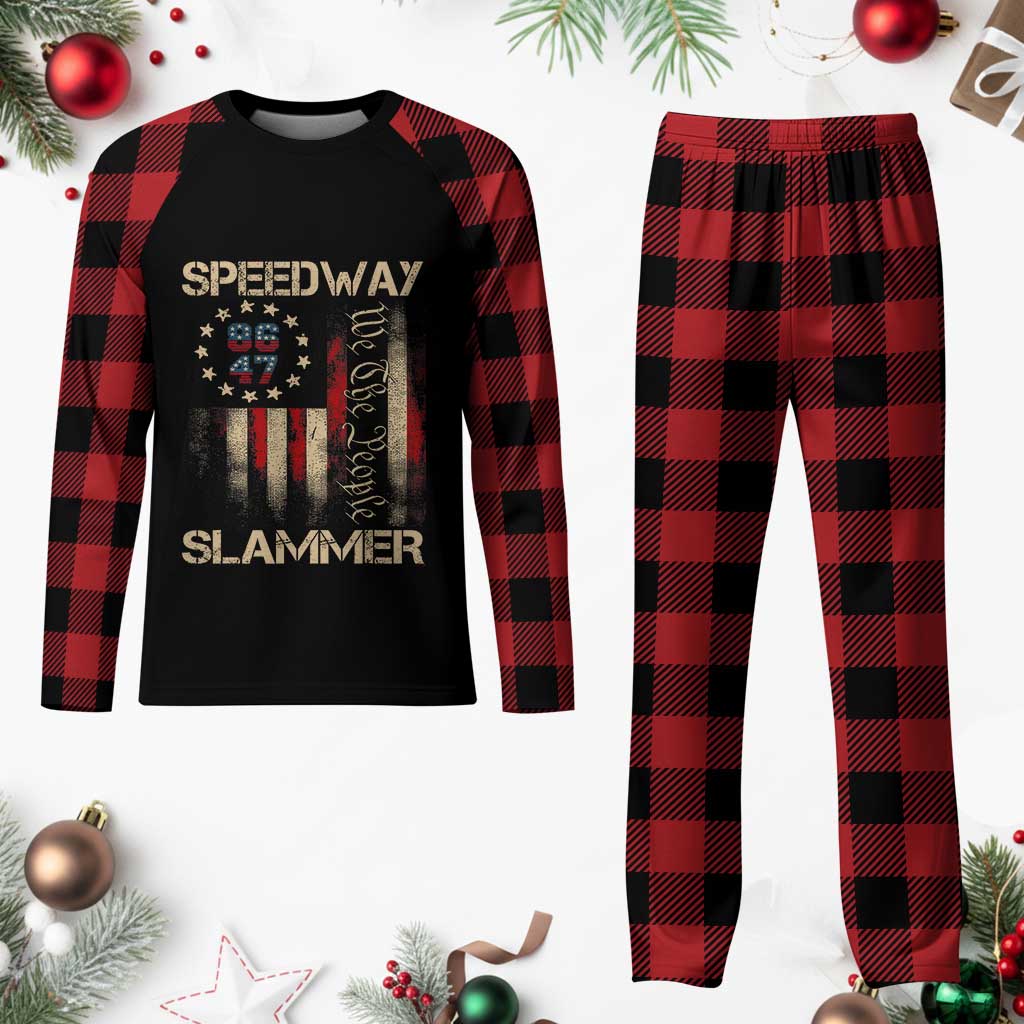 Speedway Slammer 2025 Plaid Pajama Set We The People Patriotic Distressed American Flag TS02 Buffalo Plaid Print Your Wear