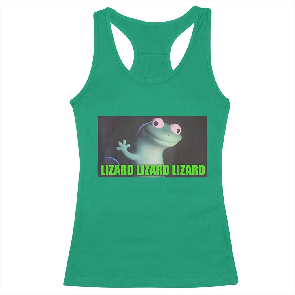 Funny Lizard Lizard Lizard Racerback Tank Top Weirdcore Gecko Meme TS02 Irish Green Print Your Wear