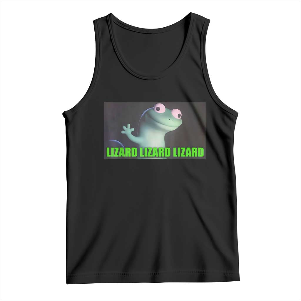 Funny Lizard Lizard Lizard Tank Top Weirdcore Gecko Meme TS02 Black Print Your Wear