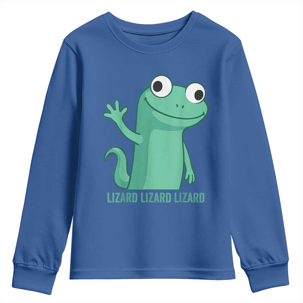 Funny Lizard Lizard Lizard Youth Sweatshirt Cute Gecko Reptile Meme TS02 Royal Blue Print Your Wear