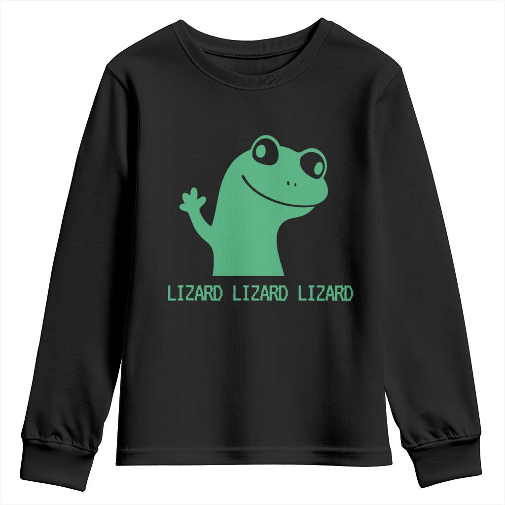 Funny Lizard Lizard Lizard Youth Sweatshirt Weirdcore Gecko Reptile Meme TS02 Black Print Your Wear