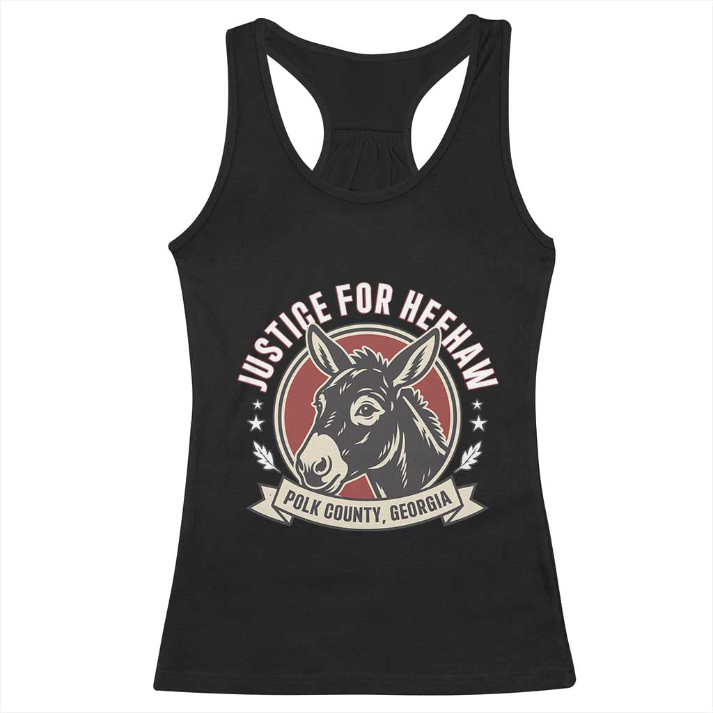 Justice For Heehaw The Donkey Polk County Georgia Racerback Tank Top Animal Rights Advocacy