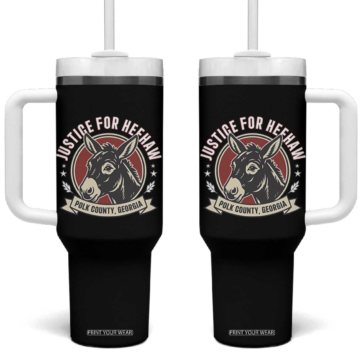 Justice For Heehaw The Donkey Polk County Georgia Tumbler With Handle Animal Rights Advocacy