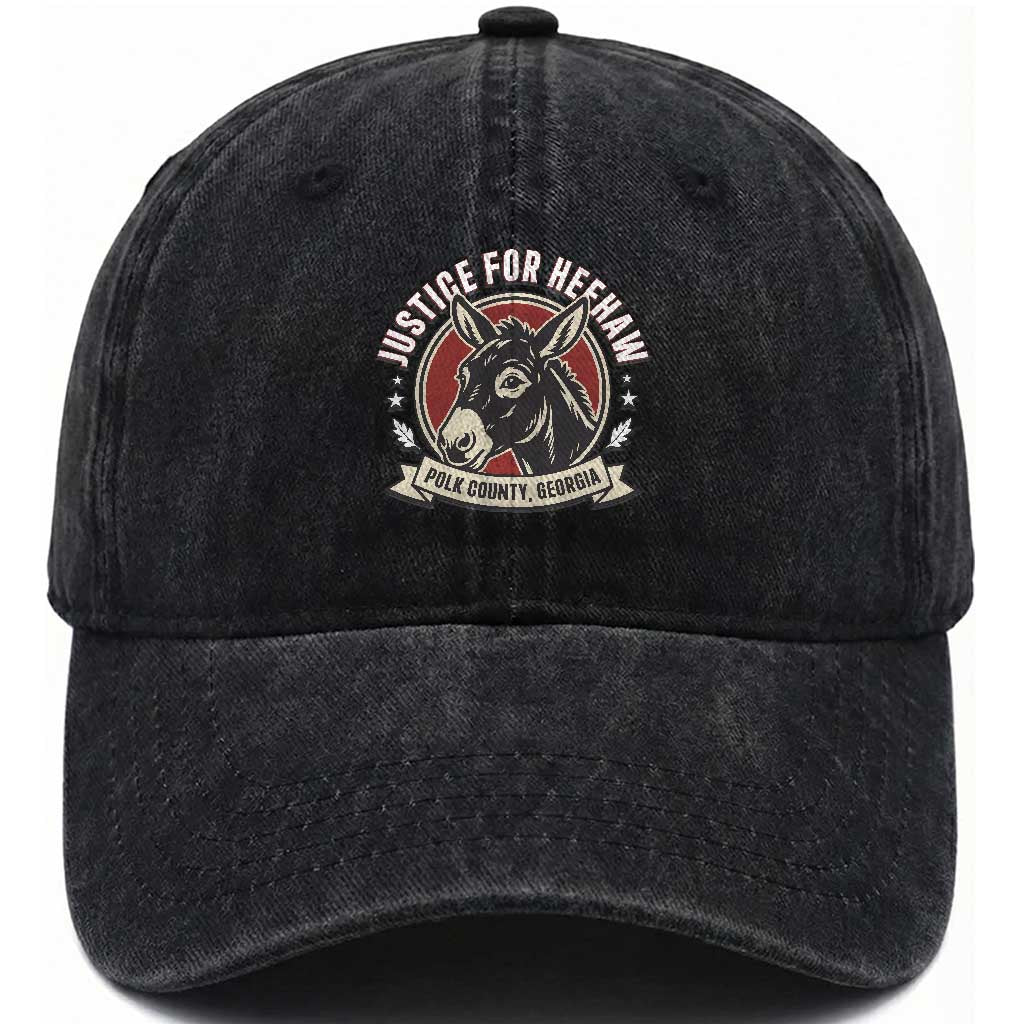 Justice For Heehaw The Donkey Polk County Georgia Washed Cotton Baseball Cap Animal Rights Advocacy