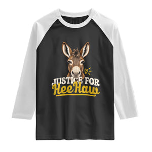 Justice For Heehaw The Donkey Raglan Shirt Animal Rights Advocacy