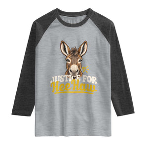 Justice For Heehaw The Donkey Raglan Shirt Animal Rights Advocacy