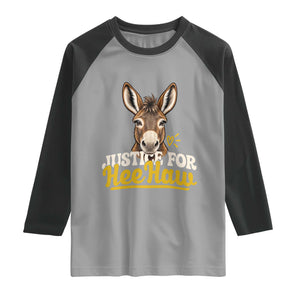Justice For Heehaw The Donkey Raglan Shirt Animal Rights Advocacy