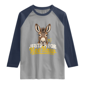 Justice For Heehaw The Donkey Raglan Shirt Animal Rights Advocacy