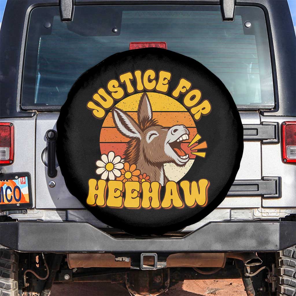 Justice For Heehaw Groovy Retro Sunset Donkey Spare Tire Cover Vintage 70s Animal Rights Advocacy