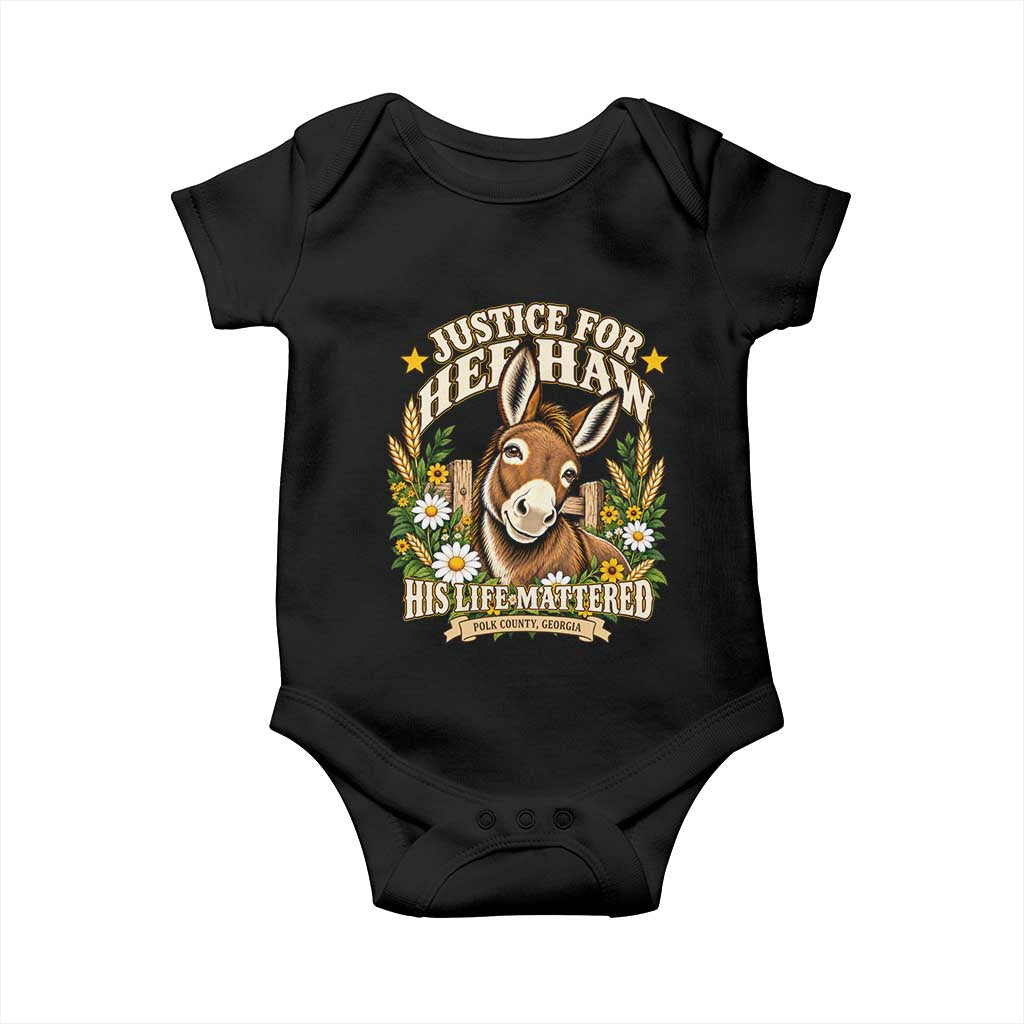 Justice For Heehaw Polk County GA Floral Donkey Baby Onesie His Life Mattered Animal Rights Advocacy
