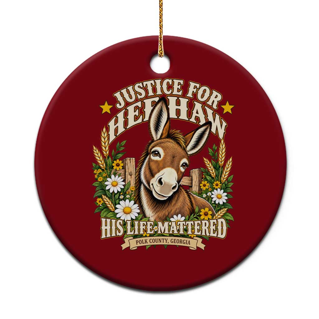 Justice For Heehaw Polk County GA Floral Donkey Ceramic Ornament His Life Mattered Animal Rights Advocacy