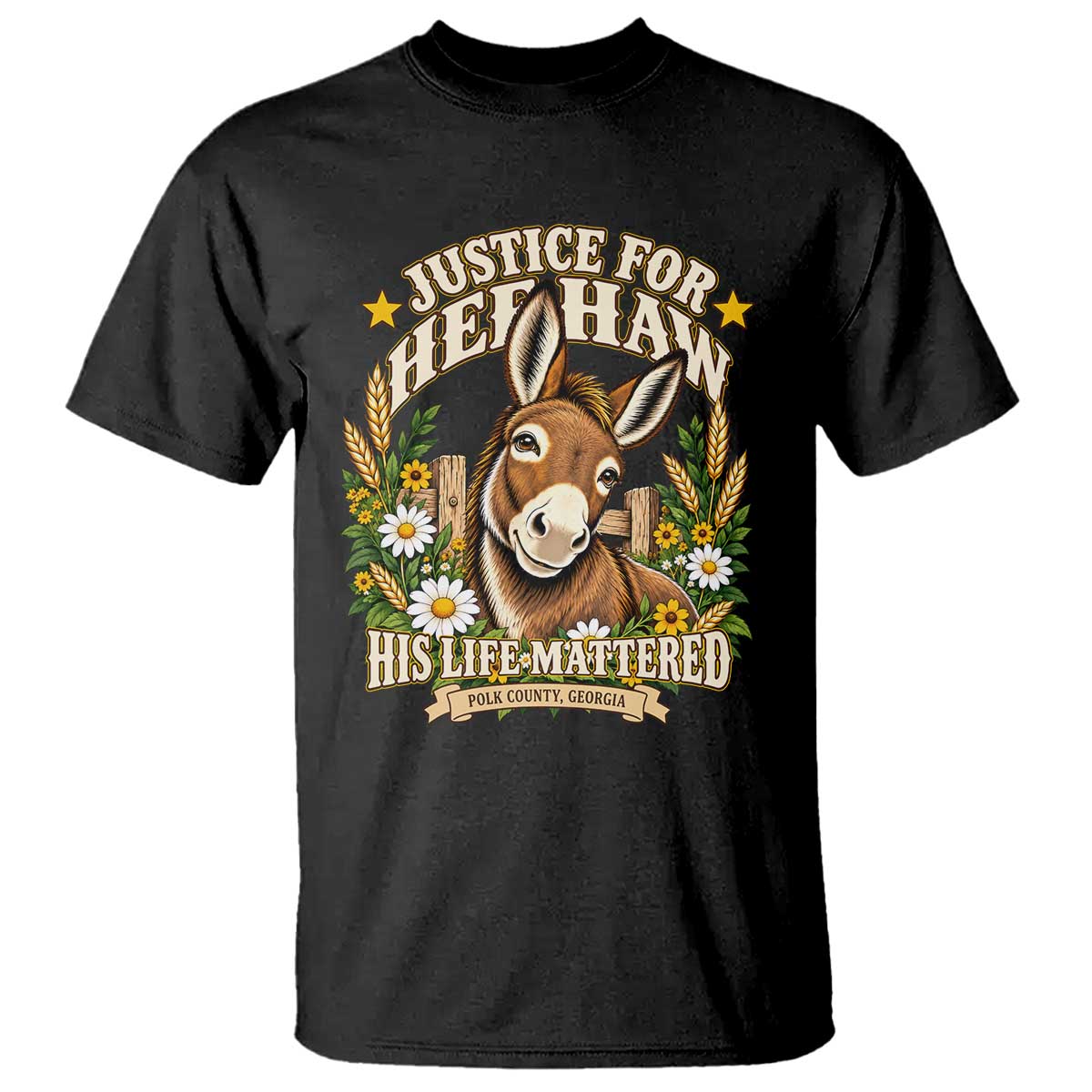 Justice For Heehaw Polk County GA Floral Donkey T Shirt His Life Mattered Animal Rights Advocacy