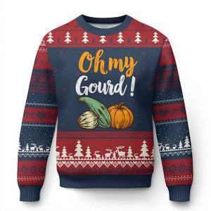 Oh My Gourd Funny Pumpkin Pun Fall Autumn Thanksgiving Graphic Ugly Christmas Sweater
