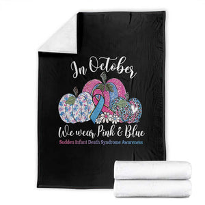 In October We Wear Pink And Blue Pumpkin SIDS Awareness Graphic Throw Blanket