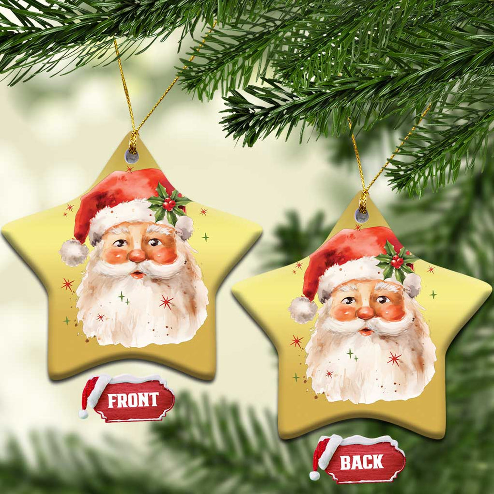Retro Vintage Christmas Santa Claus Face Xmas Old Fashioned Christmas Ornament TS02 Star Gold Print Your Wear