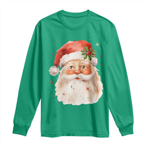 Retro Vintage Christmas Santa Claus Face Xmas Old Fashioned Long Sleeve Shirt TS02 Irish Green Print Your Wear