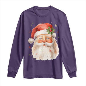 Retro Vintage Christmas Santa Claus Face Xmas Old Fashioned Long Sleeve Shirt TS02 Purple Print Your Wear