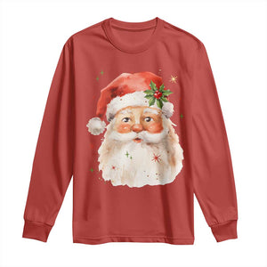 Retro Vintage Christmas Santa Claus Face Xmas Old Fashioned Long Sleeve Shirt TS02 Red Print Your Wear