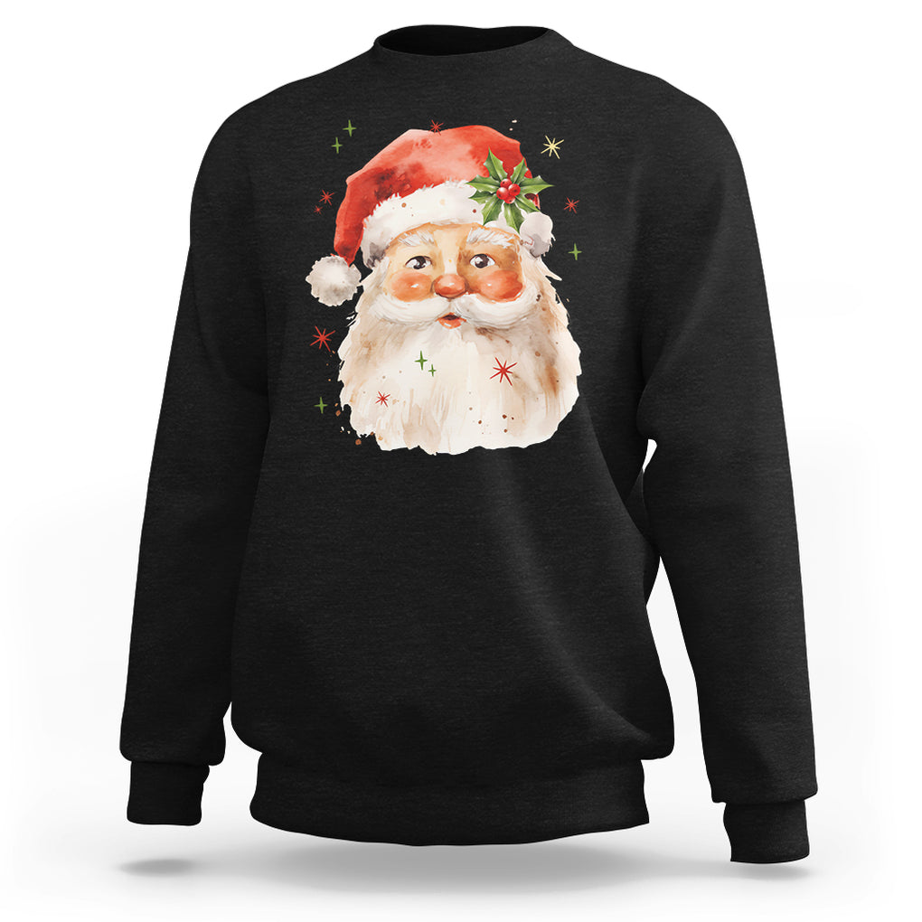 Retro Vintage Christmas Santa Claus Face Xmas Old Fashioned Sweatshirt TS02 Black Printyourwear