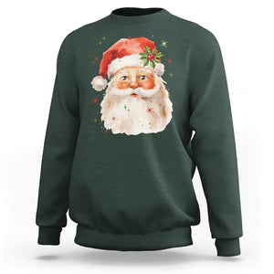 Retro Vintage Christmas Santa Claus Face Xmas Old Fashioned Sweatshirt TS02 Dark Forest Green Printyourwear