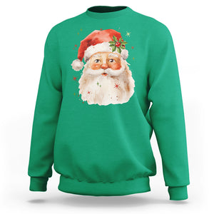 Retro Vintage Christmas Santa Claus Face Xmas Old Fashioned Sweatshirt TS02 Irish Green Printyourwear