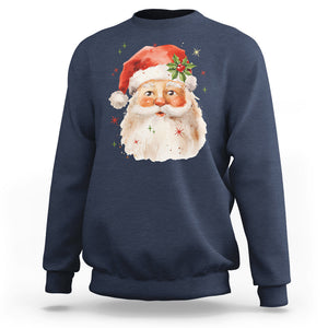 Retro Vintage Christmas Santa Claus Face Xmas Old Fashioned Sweatshirt TS02 Navy Printyourwear