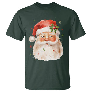 Retro Vintage Christmas Santa Claus Face Xmas Old Fashioned T Shirt TS02 Dark Forest Green Printyourwear