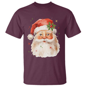 Retro Vintage Christmas Santa Claus Face Xmas Old Fashioned T Shirt TS02 Maroon Printyourwear