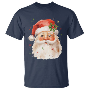 Retro Vintage Christmas Santa Claus Face Xmas Old Fashioned T Shirt TS02 Navy Printyourwear