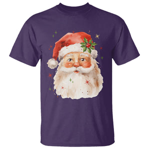 Retro Vintage Christmas Santa Claus Face Xmas Old Fashioned T Shirt TS02 Purple Printyourwear