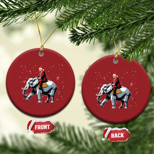 Santa Trump Riding Elephant Christmas Christmas Ornament He Won 4t7h President Republican Xmas TS02 Circle Red Print Your Wear