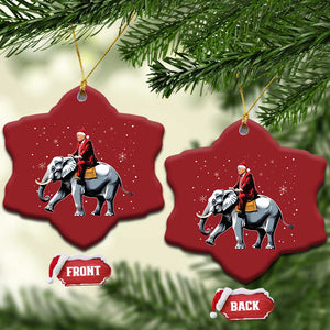 Santa Trump Riding Elephant Christmas Christmas Ornament He Won 4t7h President Republican Xmas TS02 Snow Flake Red Print Your Wear