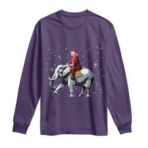 Santa Trump Riding Elephant Christmas Long Sleeve Shirt He Won 4t7h President Republican Xmas TS02 Purple Print Your Wear