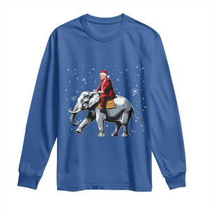 Santa Trump Riding Elephant Christmas Long Sleeve Shirt He Won 4t7h President Republican Xmas TS02 Royal Blue Print Your Wear