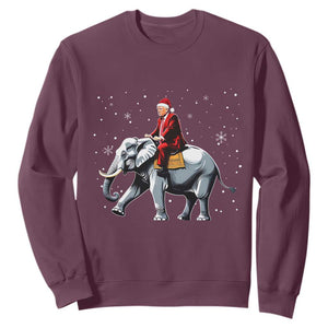 Santa Trump Riding Elephant Christmas Sweatshirt He Won 4t7h President Republican Xmas TS02 Maroon Print Your Wear