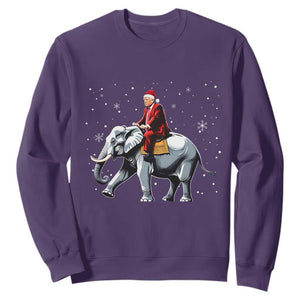 Santa Trump Riding Elephant Christmas Sweatshirt He Won 4t7h President Republican Xmas TS02 Purple Print Your Wear