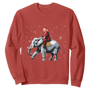 Santa Trump Riding Elephant Christmas Sweatshirt He Won 4t7h President Republican Xmas TS02 Red Print Your Wear