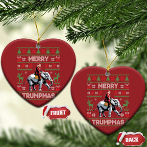 Trump Christmas Christmas Ornament Merry Trumpmas He Won 47th President Ugly Sweater TS02 Heart Red Print Your Wear